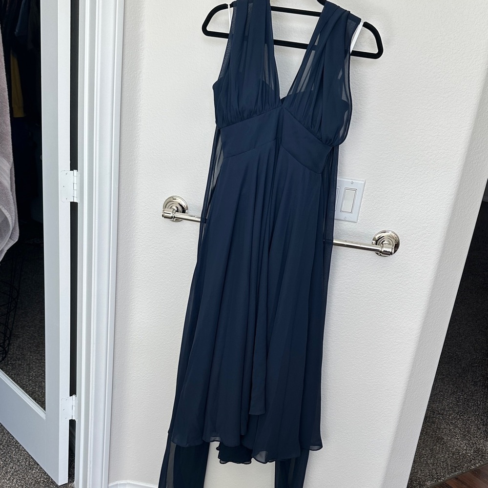 Elegant Navy Blue Chiffon Dress